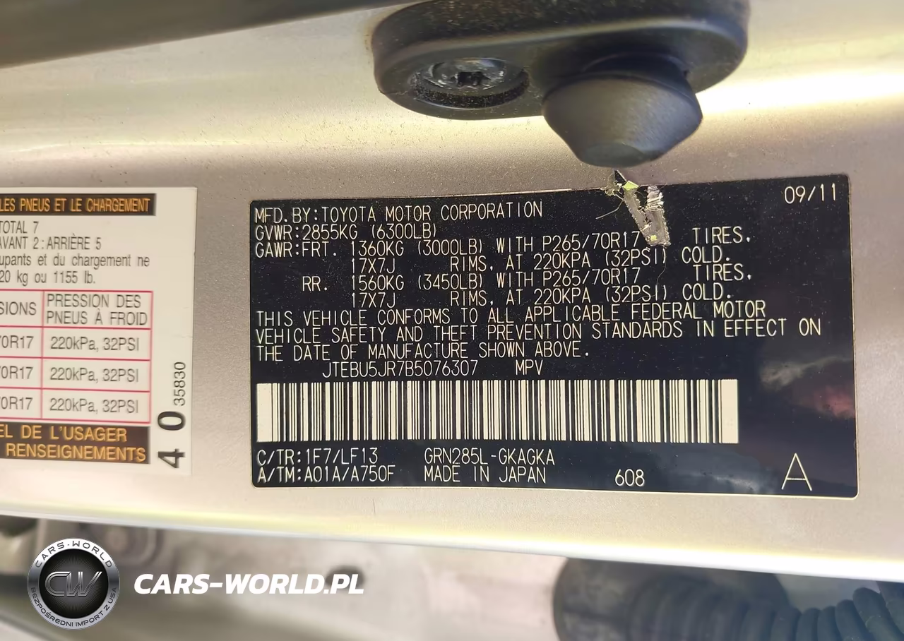 2011 Toyota 4Runner Sr5 V6 VIN:JTEBU5JR7B5076307 - 9