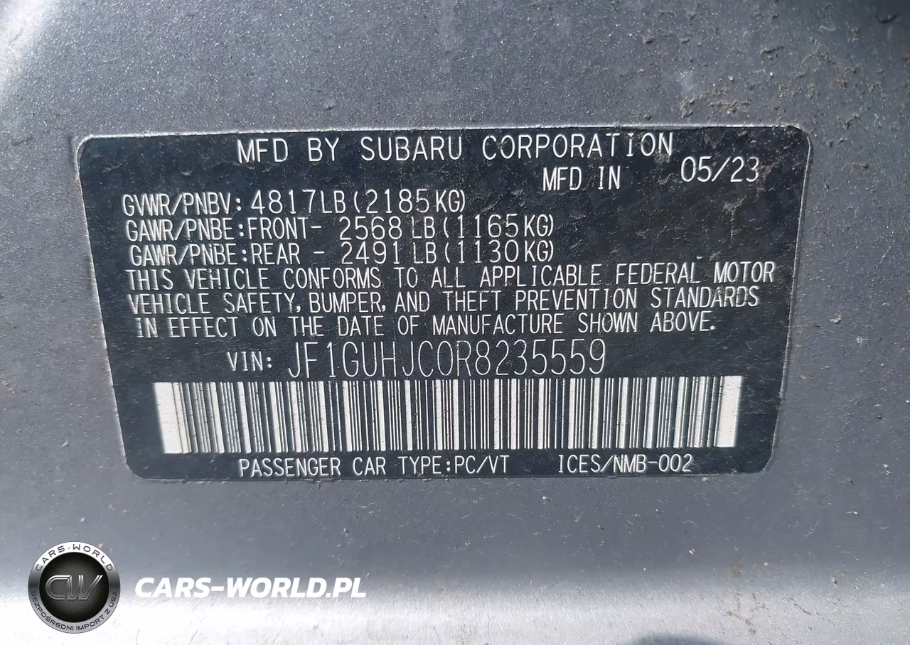 2024 Subaru Impreza Rs 5-Door VIN:JF1GUHJC0R8235559 - 9