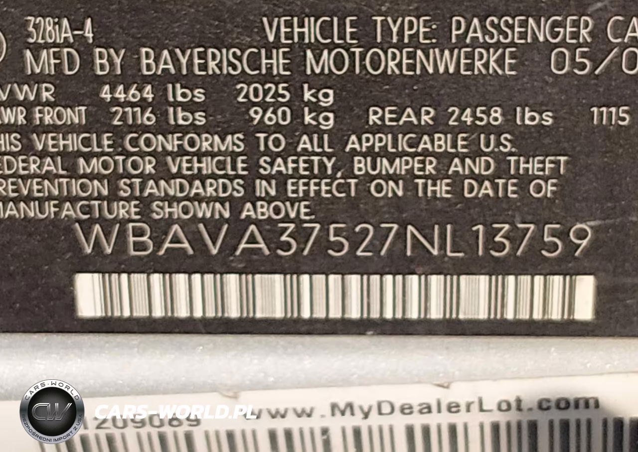 2007 BMW 328I VIN:WBAVA37527NL13759 - 9