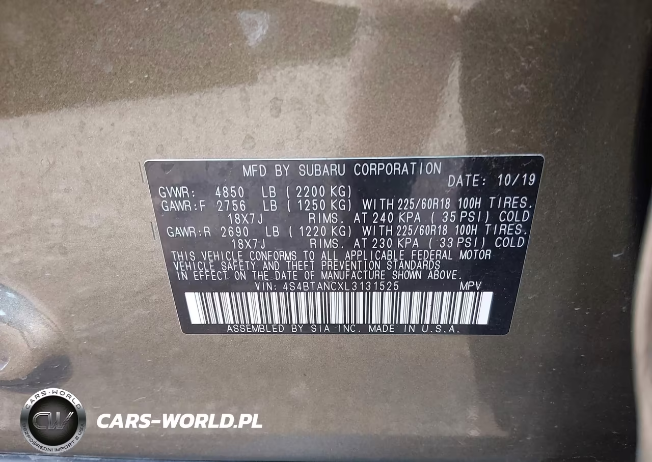 2020 Subaru Outback Limited VIN:4S4BTANCXL3131525 - 9