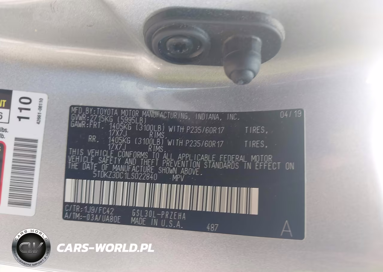 2020 Toyota Sienna Le VIN:5TDKZ3DC1LS022840 - 9