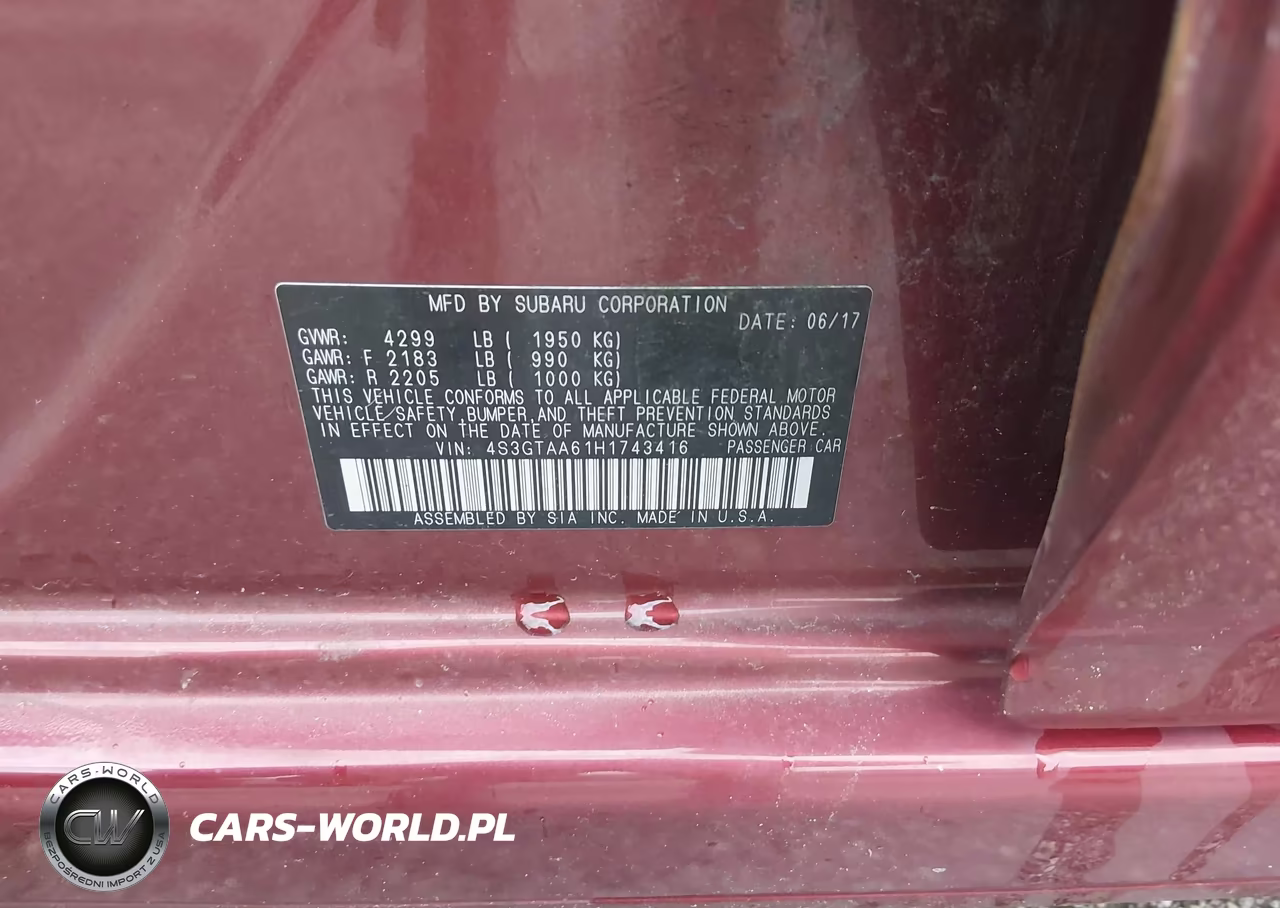 2017 Subaru Impreza 2.0I VIN:4S3GTAA61H1743416 - 9