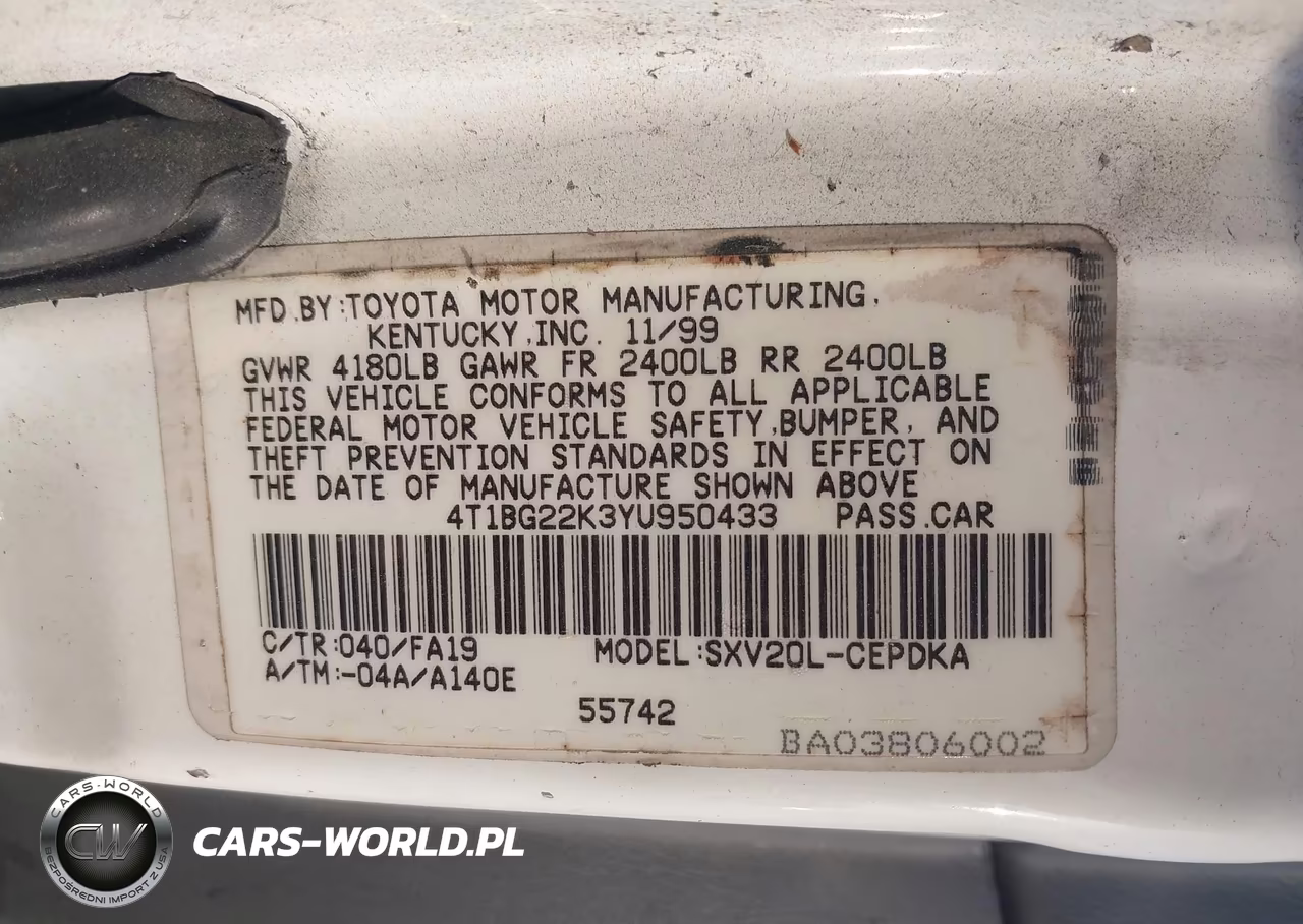 2000 Toyota Camry Ce VIN:4T1BG22K3YU950433 - 9