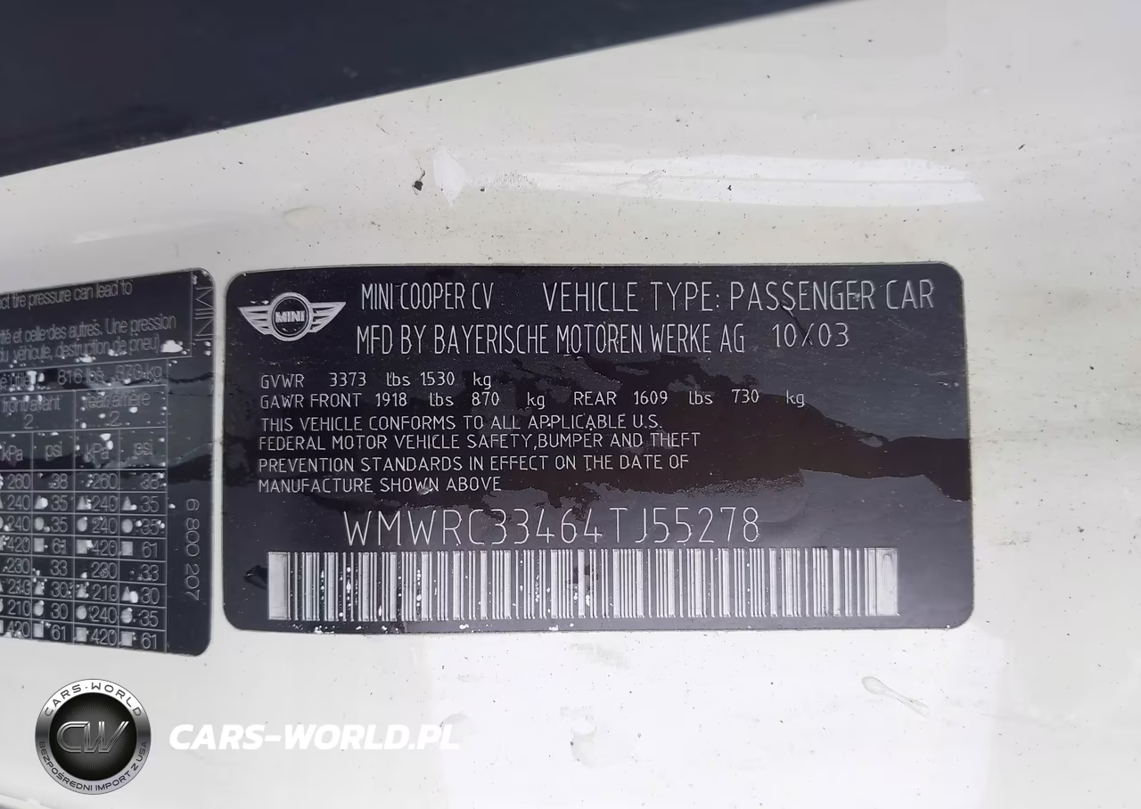 2004 Mini Cooper VIN:WMWRC33464TJ55278 - 9