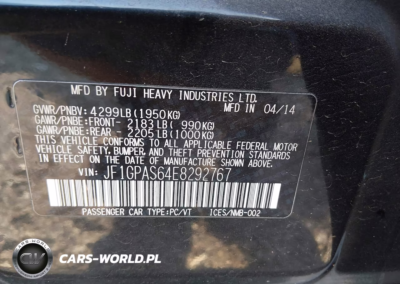 2014 Subaru Impreza 2.0I Sport Limited VIN:JF1GPAS64E8292767 - 9