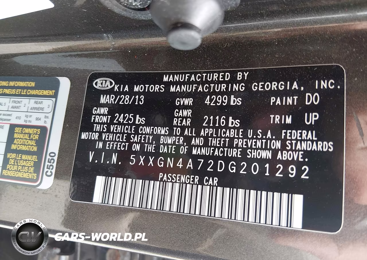 2013 Kia Optima Ex VIN:5XXGN4A72DG201292 - 9