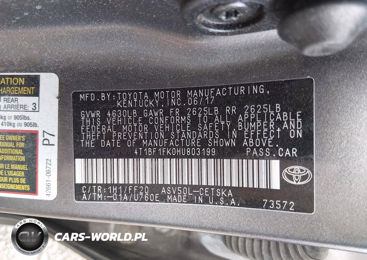 2017 Toyota Camry Se VIN:4T1BF1FK0HU803199 - 9