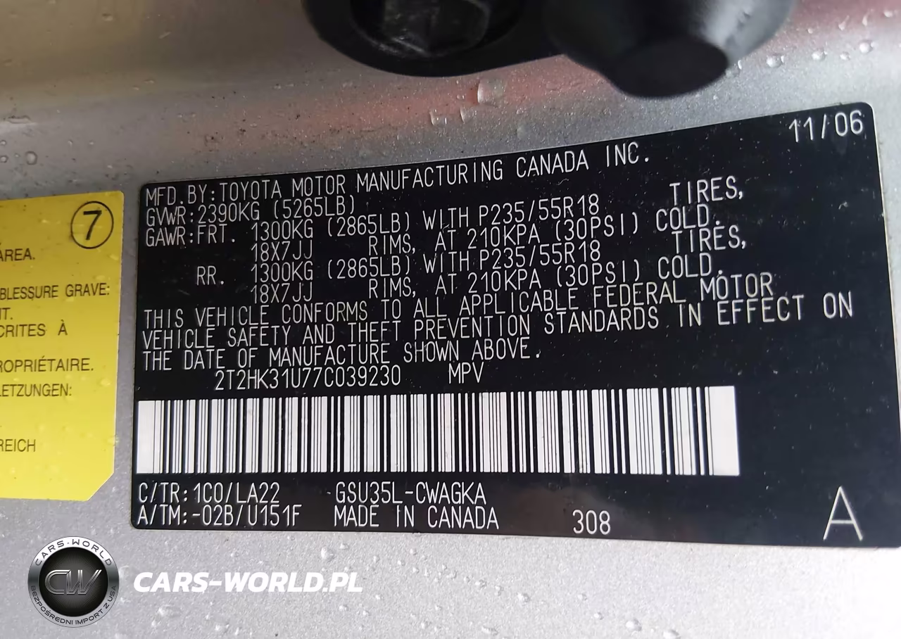 2007 Lexus Rx 350 VIN:2T2HK31U77C039230 - 9