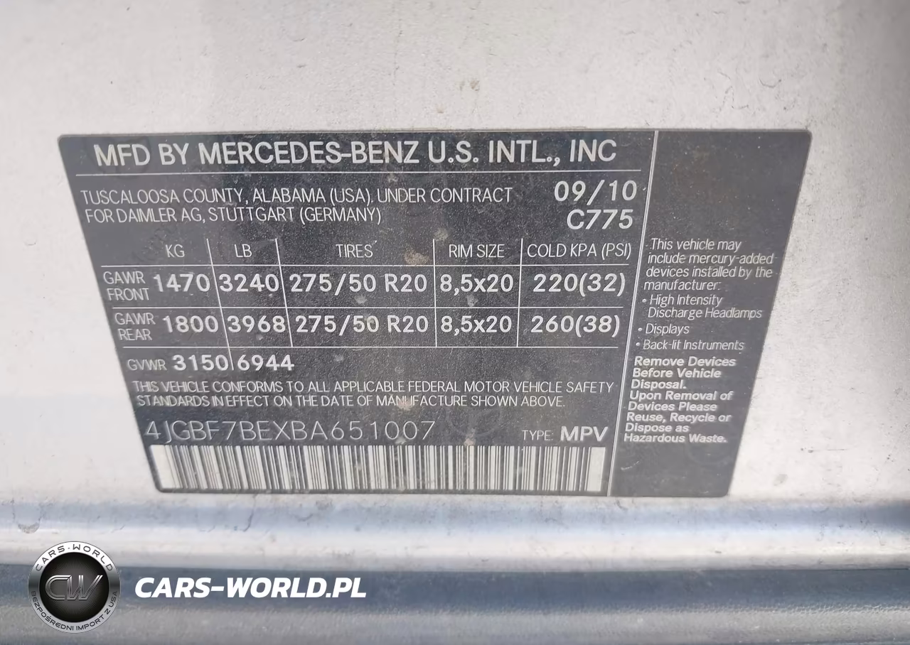 2011 Mercedes-Benz Gl 450 4Matic VIN:4JGBF7BEXBA651007 - 9