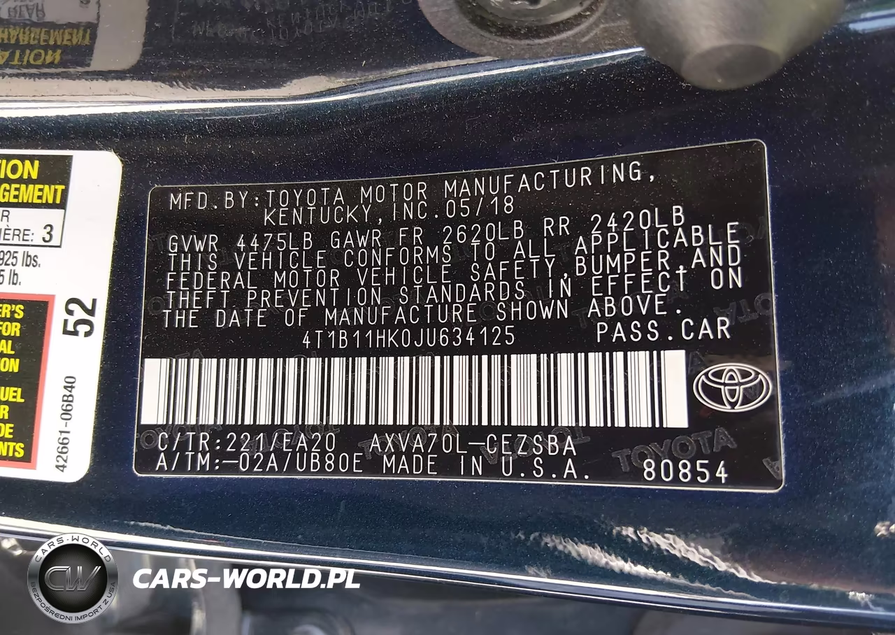 2018 Toyota Camry Se VIN:4T1B11HK0JU634125 - 9