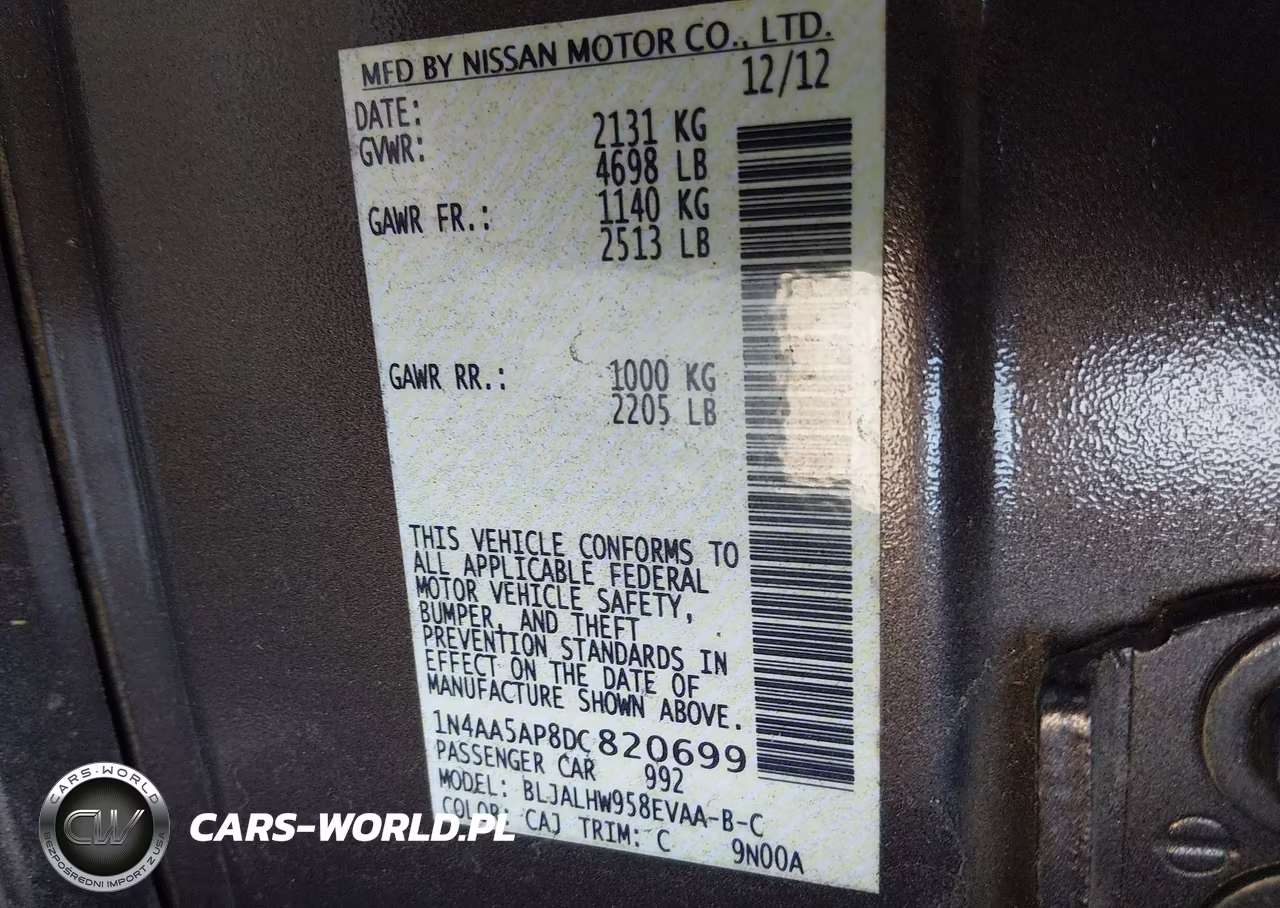 2013 Nissan Maxima 3.5 Sv VIN:1N4AA5AP8DC820699 - 9