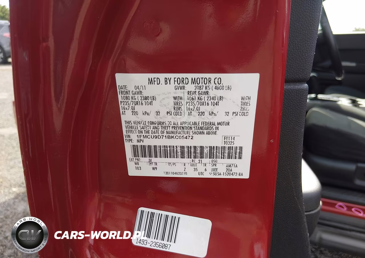 2011 Ford Escape Xlt VIN:1FMCU9D71BKC05472 - 9