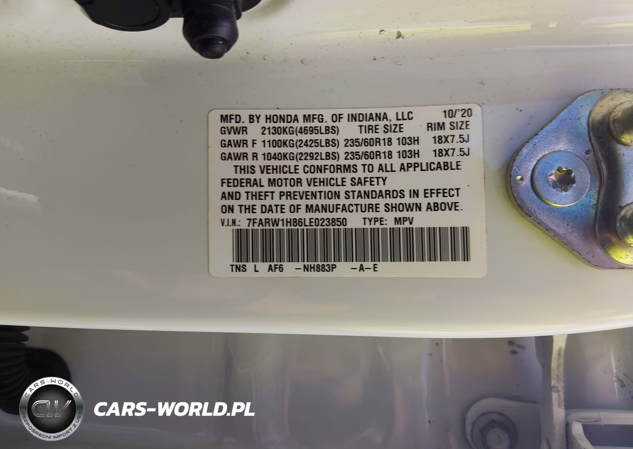 2020 Honda Cr-V 2Wd Ex-L VIN:7FARW1H86LE023850 - 9