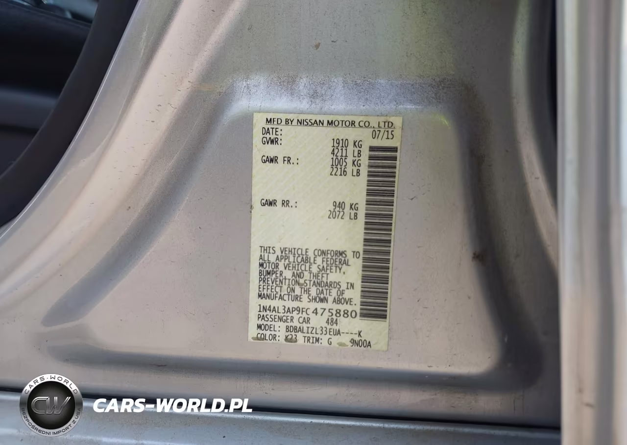 2015 Nissan Altima 2.5 Sv VIN:1N4AL3AP9FC475880 - 9