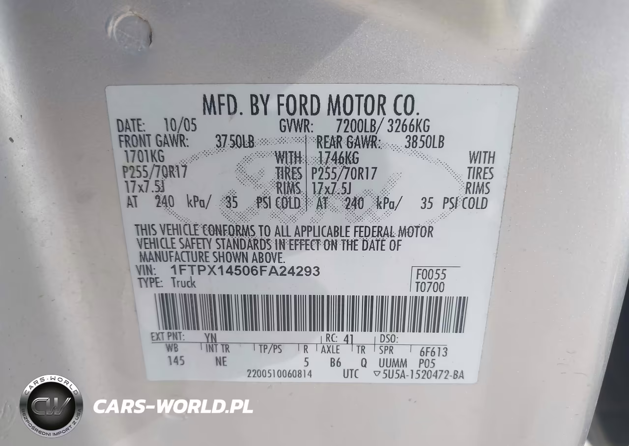 2006 Ford F-150 Fx4-Lariat-Xl-Xlt VIN:1FTPX14506FA24293 - 9