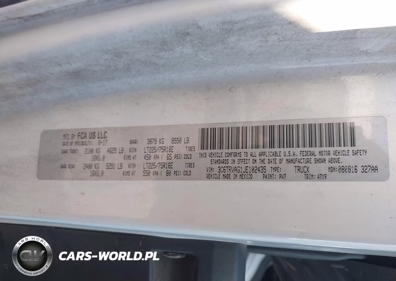 2018 Ram Promaster 1500 Low Roof 136 Wb VIN:3C6TRVAG1JE102435 - 8