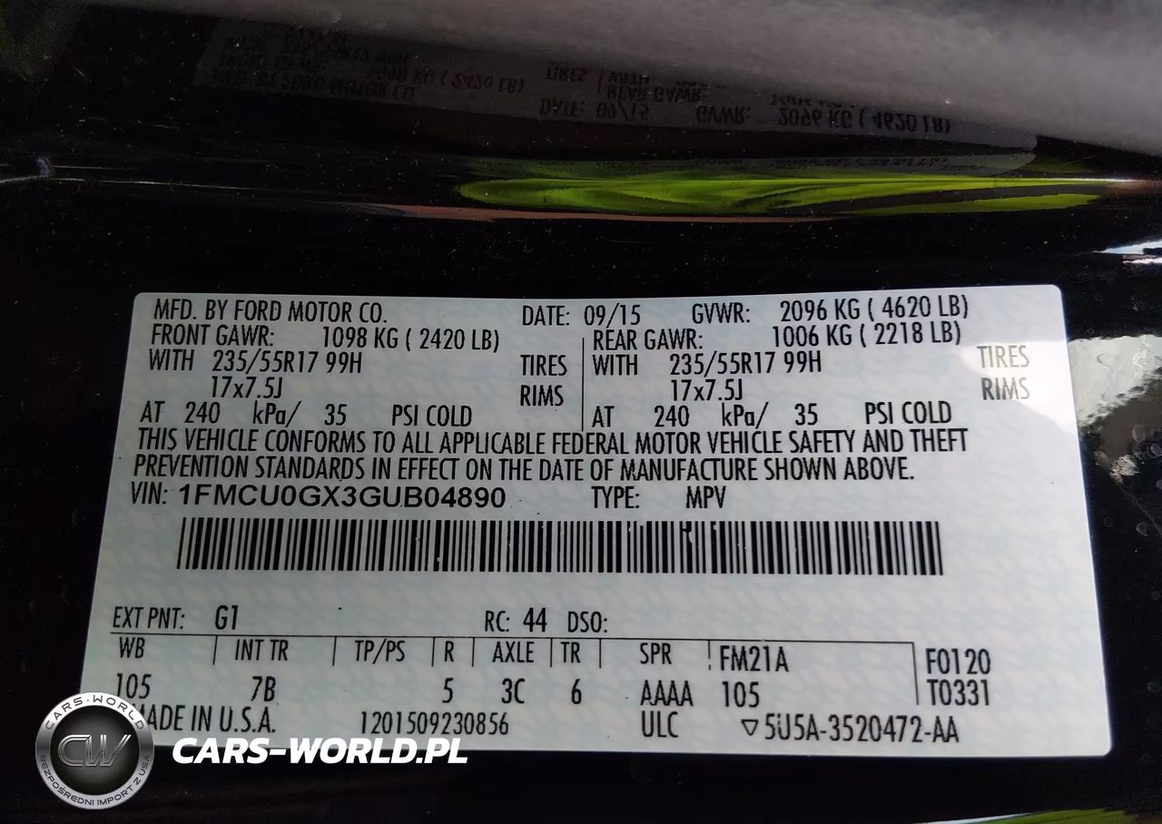 2016 Ford Escape Se VIN:1FMCU0GX3GUB04890 - 9
