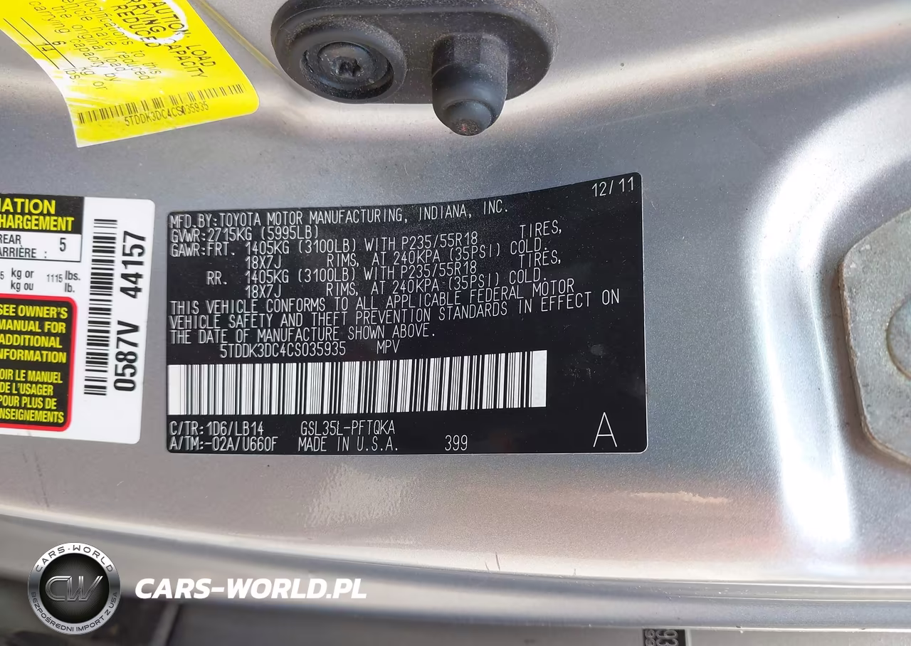 2012 Toyota Sienna Xle 7 Passenger VIN:5TDDK3DC4CS035935 - 9