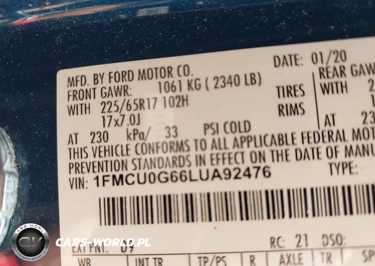 2020 Ford Escape Se VIN:1FMCU0G66LUA92476 - 9