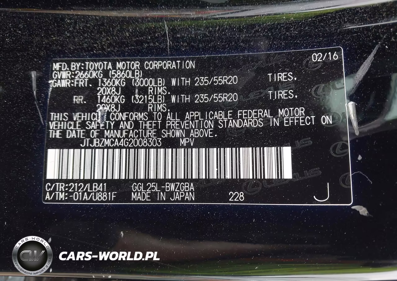 2016 Lexus Rx 350 VIN:JTJBZMCA4G2008303 - 9