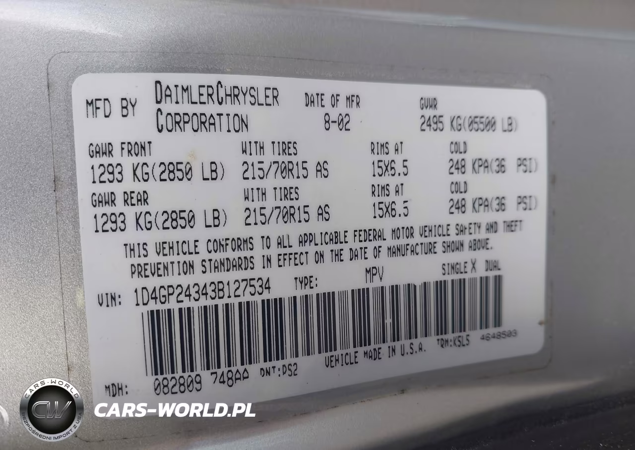 2003 Dodge Grand Caravan Se VIN:1D4GP24343B127534 - 9