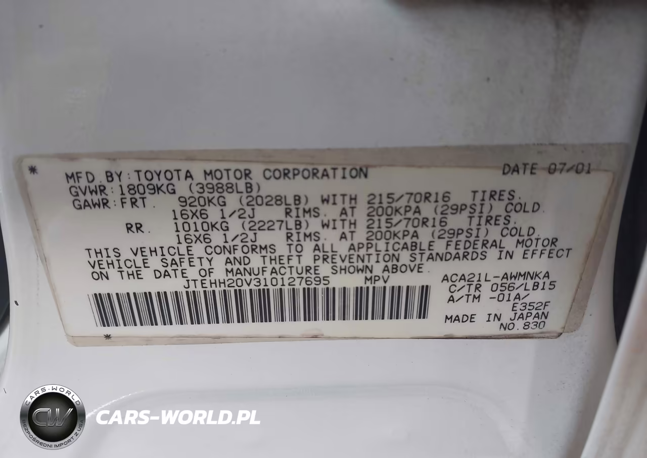 2001 Toyota Rav4 VIN:JTEHH20V310127695 - 9