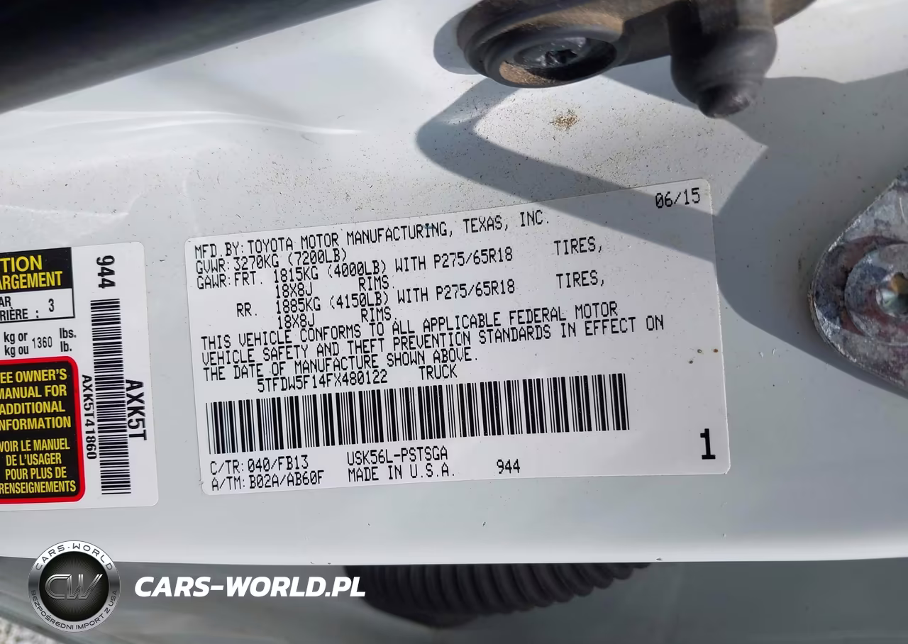 2015 Toyota Tundra Sr5 5.7L V8 VIN:5TFDW5F14FX480122 - 9