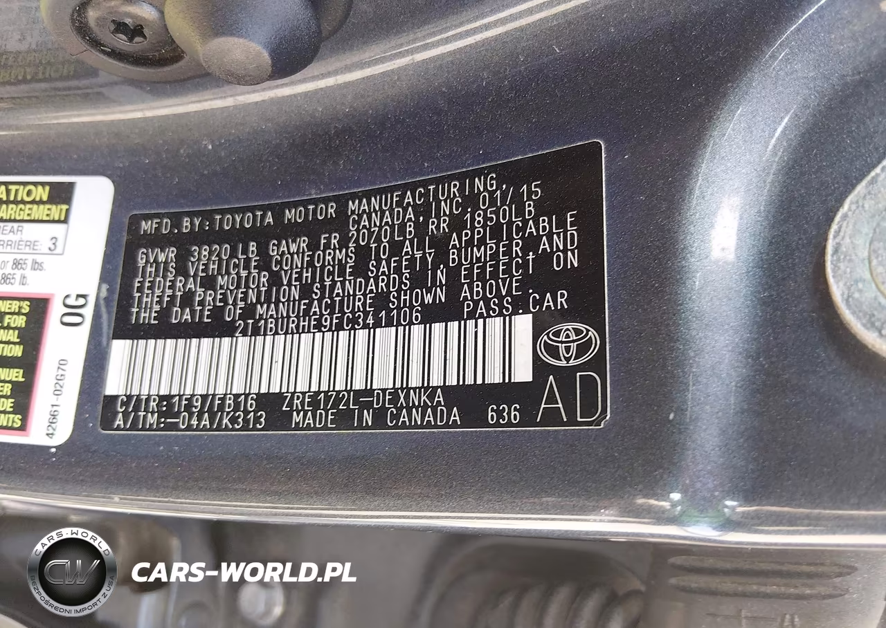 2015 Toyota Corolla Le Plus VIN:2T1BURHE9FC341106 - 9
