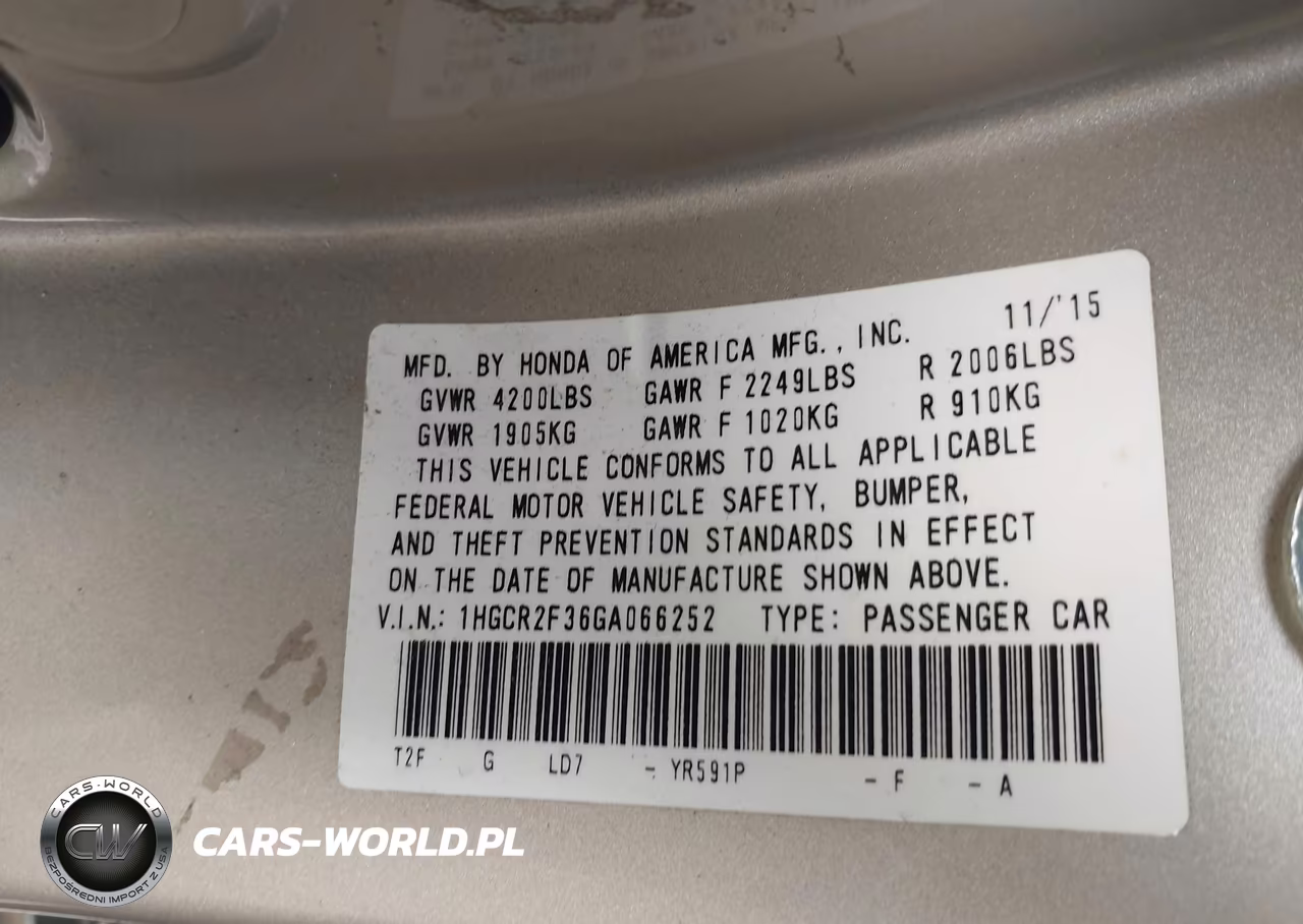 2016 Honda Accord Lx VIN:1HGCR2F36GA066252 - 9