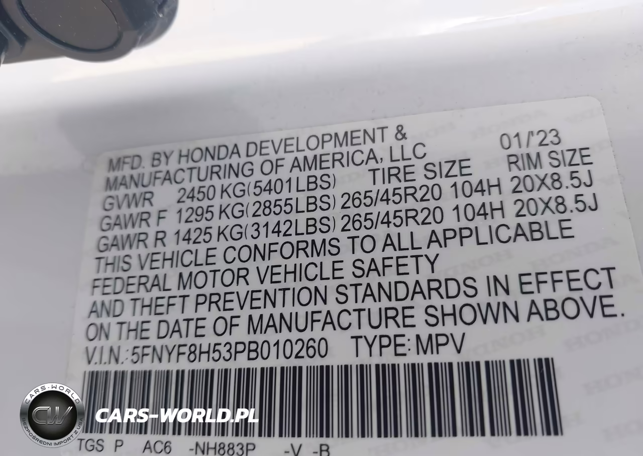 2023 Honda Passport Awd Ex-L VIN:5FNYF8H53PB010260 - 9