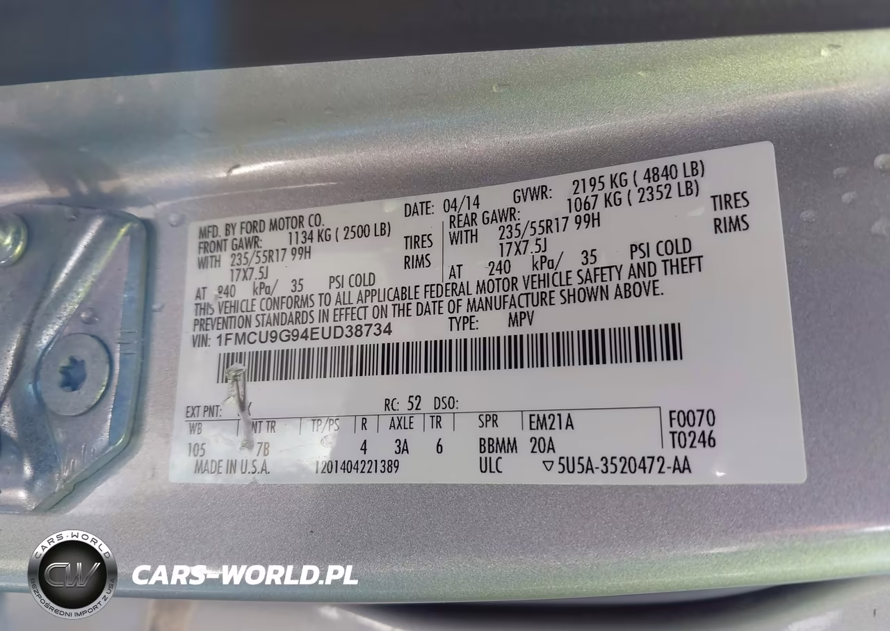 2014 Ford Escape Se VIN:1FMCU9G94EUD38734 - 9
