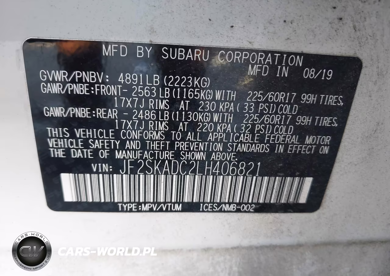 SUBARU FORESTER VIN:JF2SKADC2LH406821 - 9
