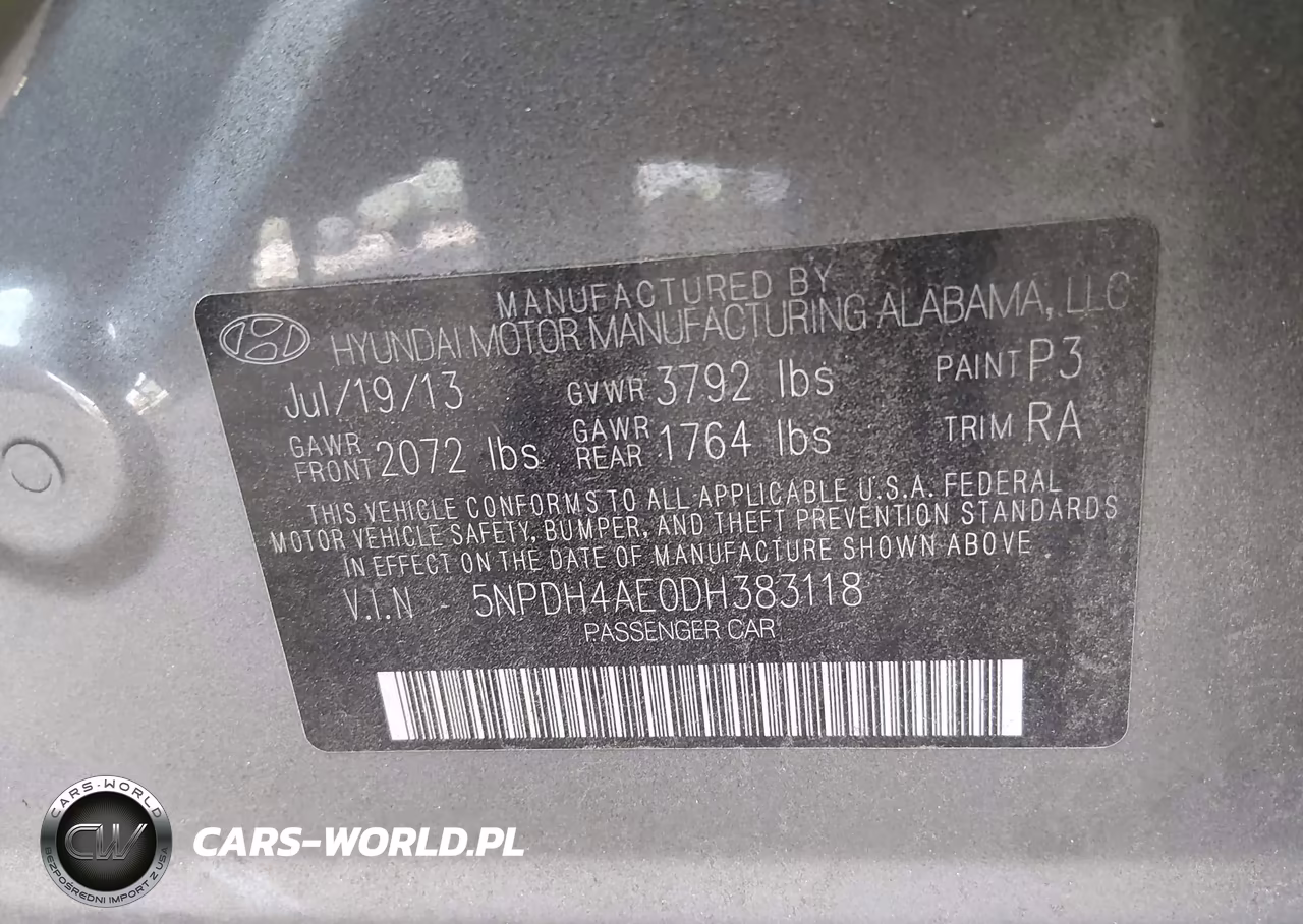 2013 Hyundai Elantra Gls VIN:5NPDH4AE0DH383118 - 9