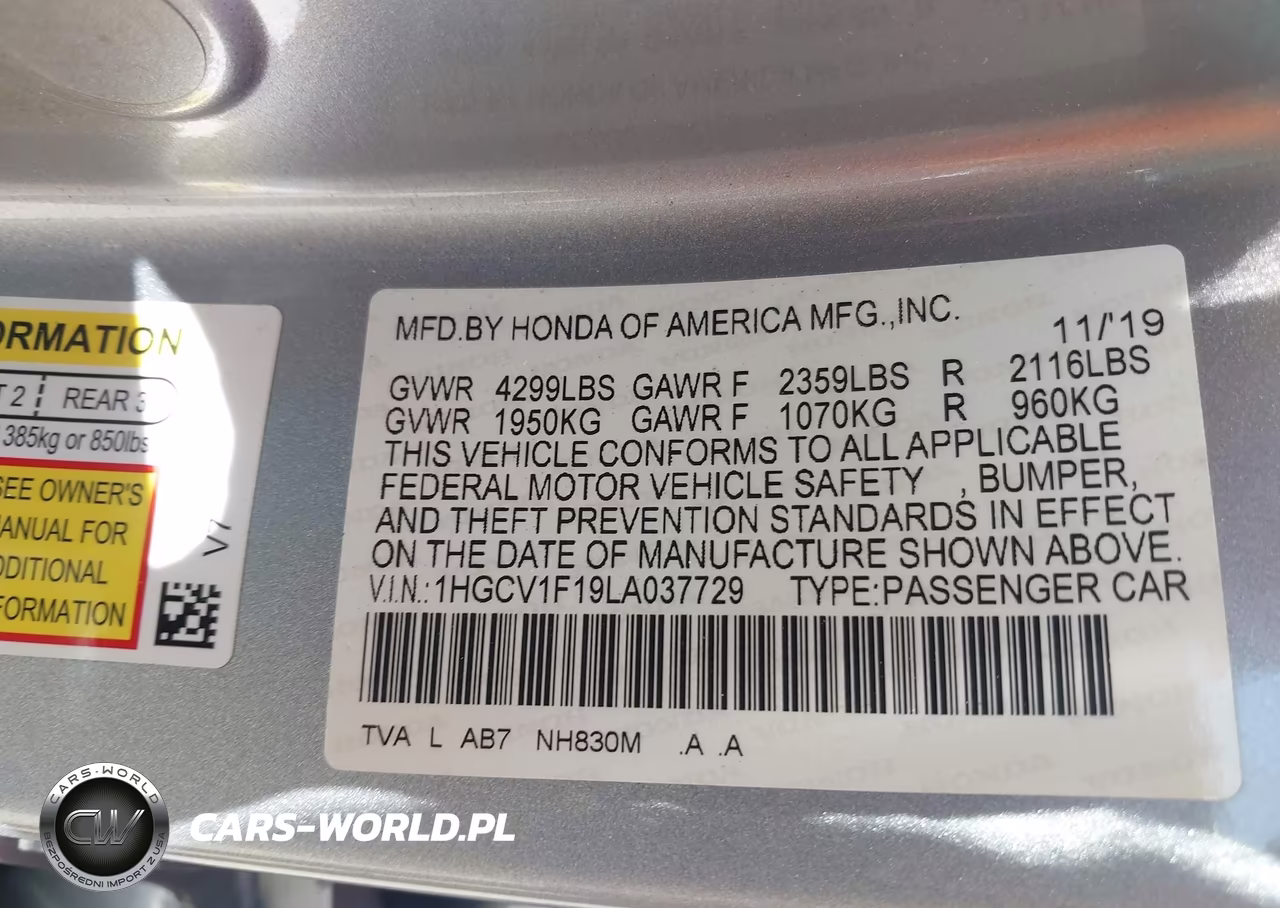 2020 Honda Accord Lx VIN:1HGCV1F19LA037729 - 9