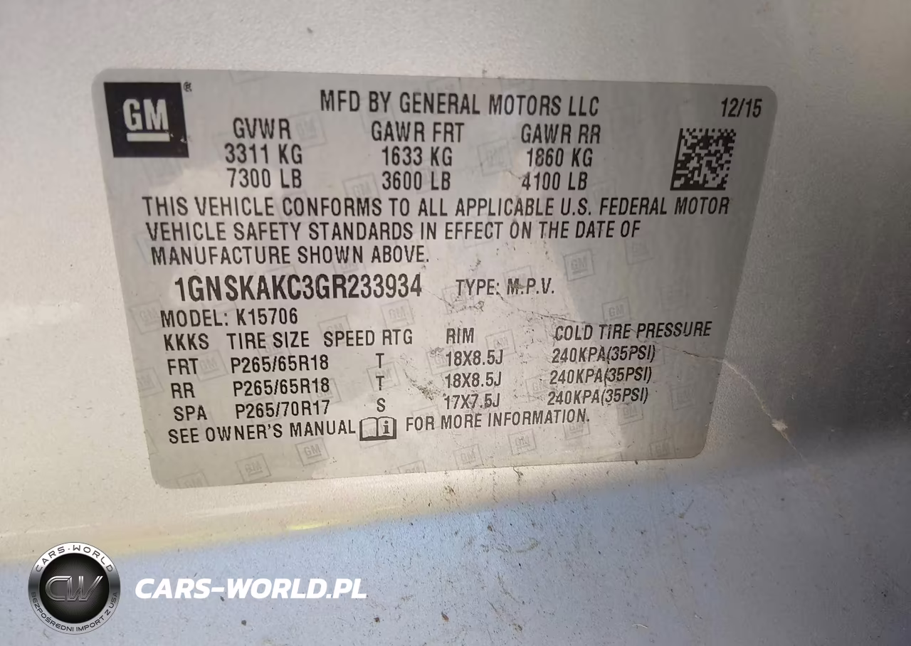 2016 Chevrolet Tahoe Ls VIN:1GNSKAKC3GR233934 - 9