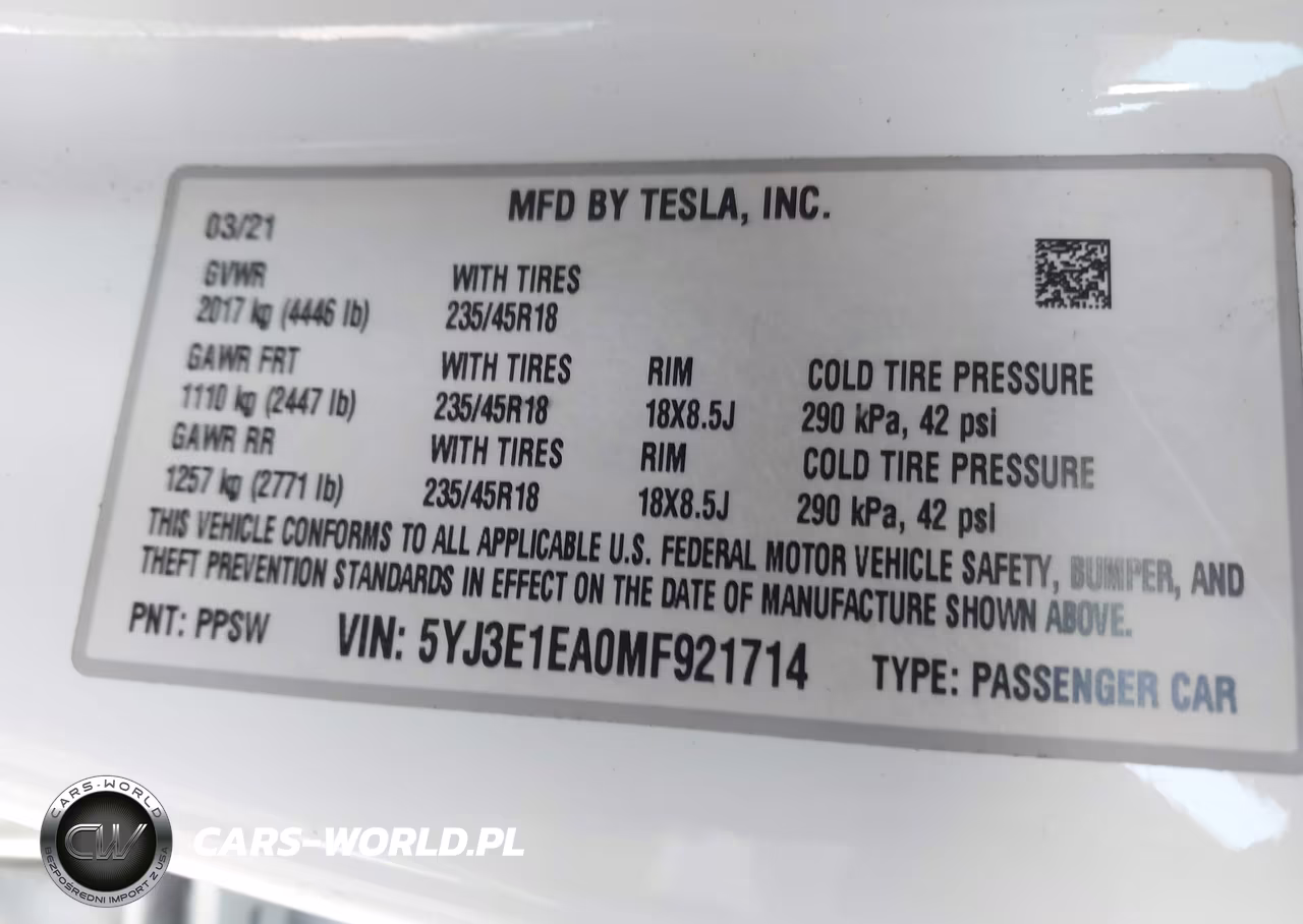2021 Tesla Model 3 Standard Range Plus Rear-Wheel Drive VIN:5YJ3E1EA0MF921714 - 8