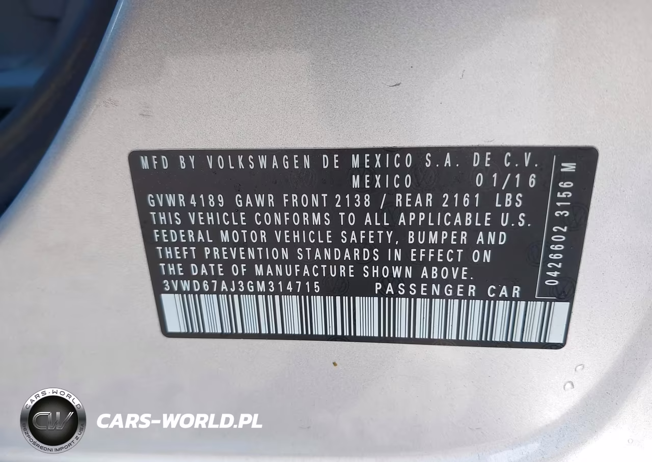 2016 Volkswagen Jetta 1.4T Se VIN:3VWD67AJ3GM314715 - 9