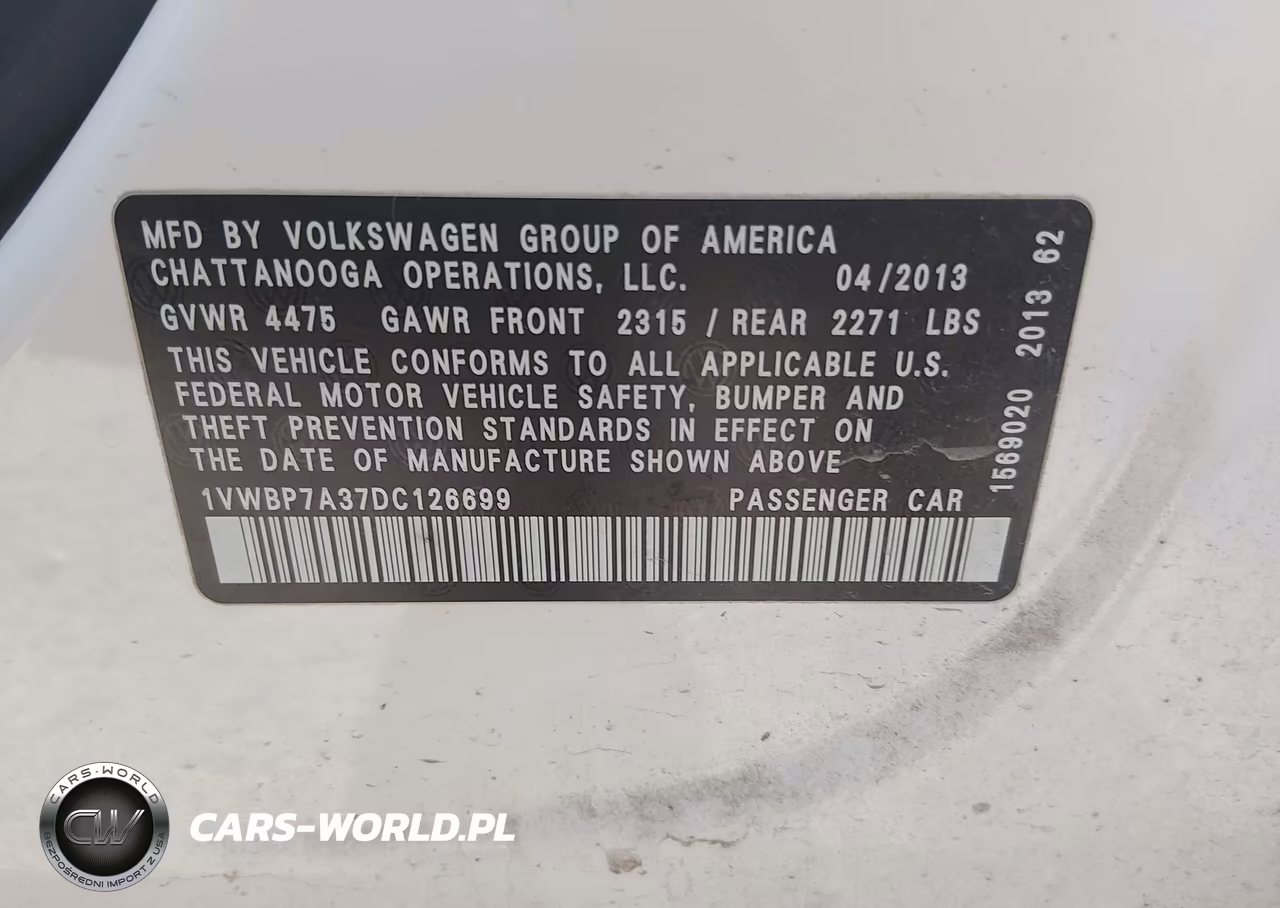 2013 Volkswagen Passat 2.5L Se VIN:1VWBP7A37DC126699 - 9