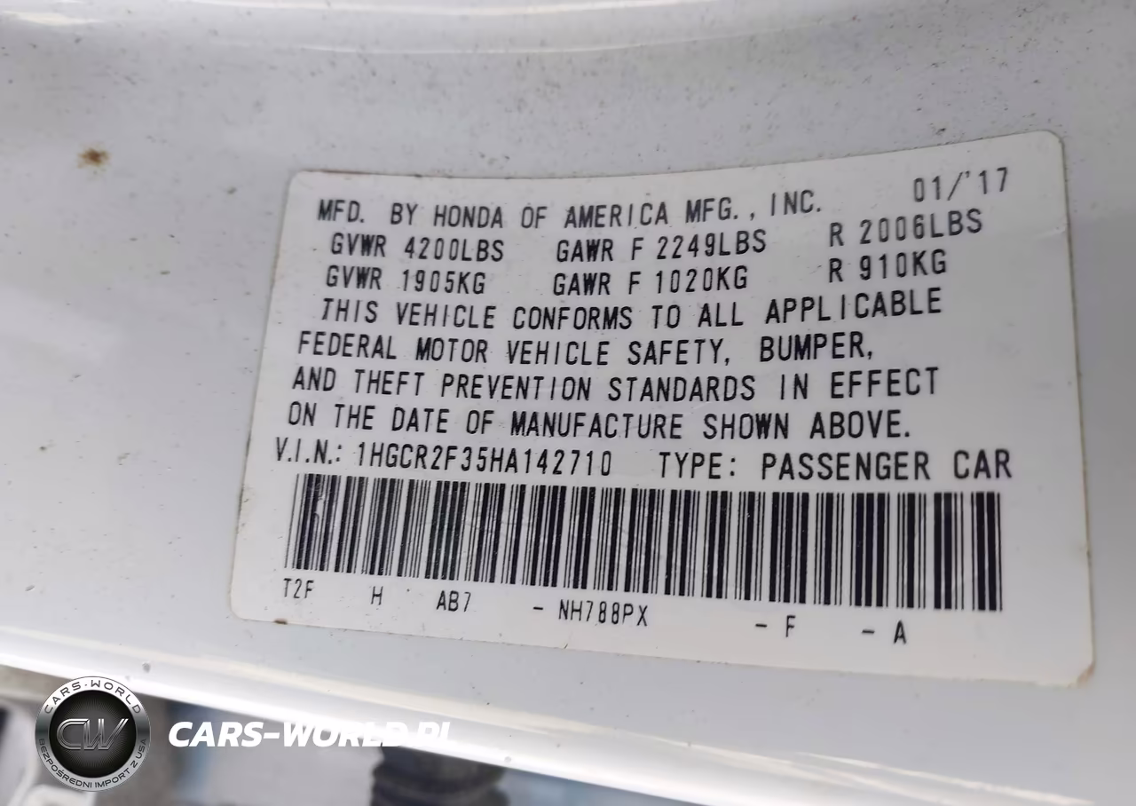 2017 Honda Accord Lx VIN:1HGCR2F35HA142710 - 9