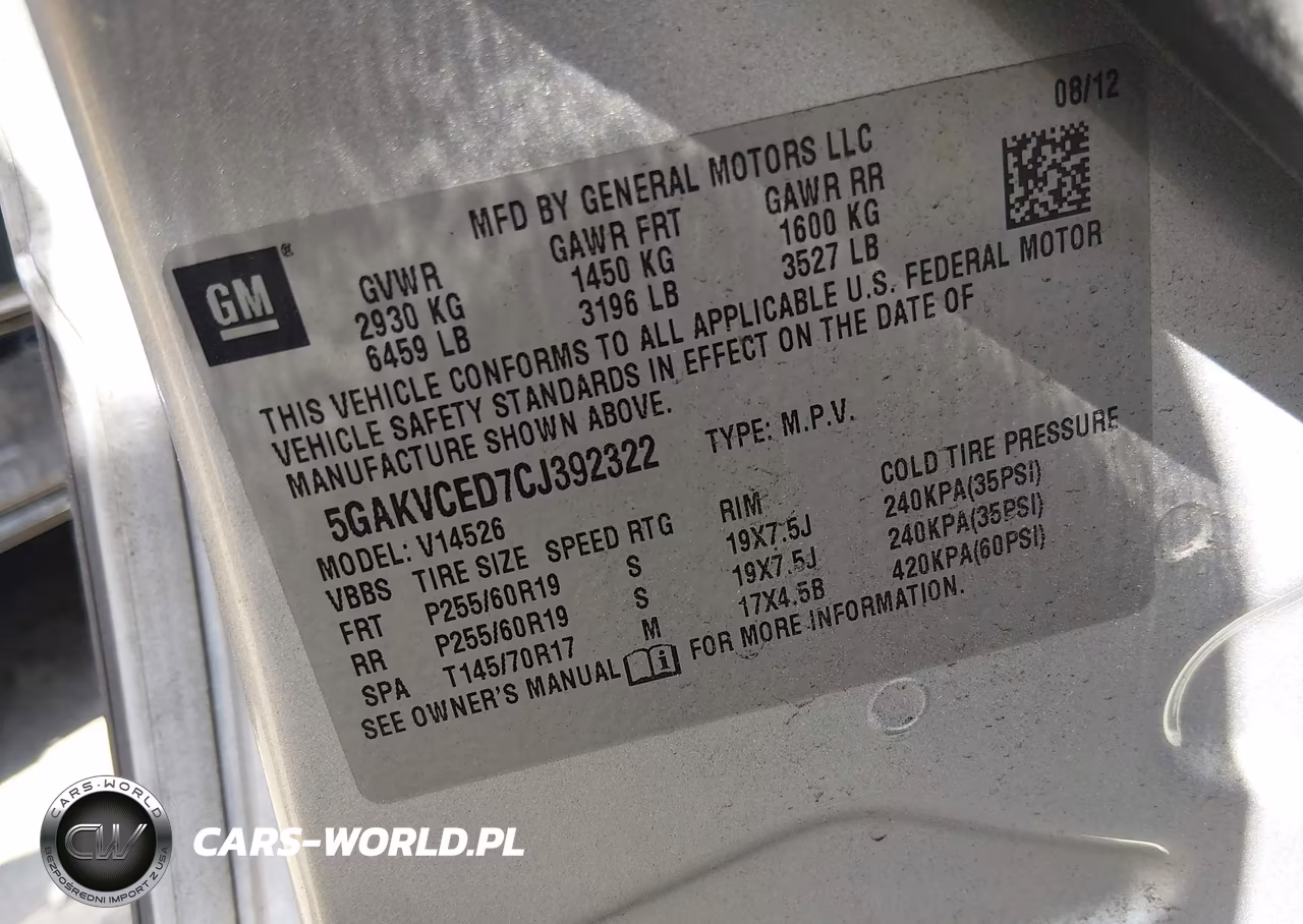 2012 Buick Enclave Leather VIN:5GAKVCED7CJ392322 - 9