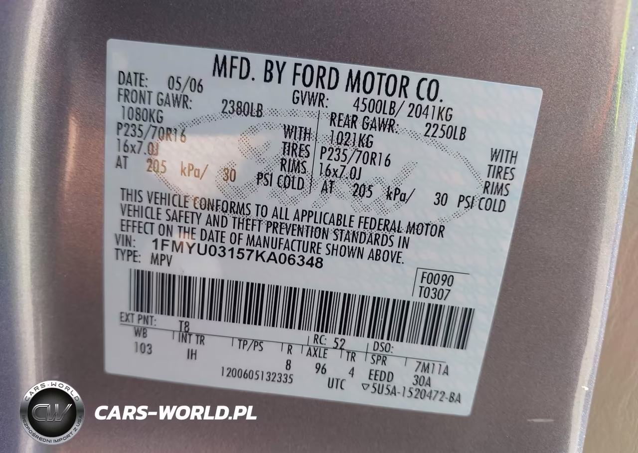 2007 Ford Escape Xlt-Xlt Sport VIN:1FMYU03157KA06348 - 9