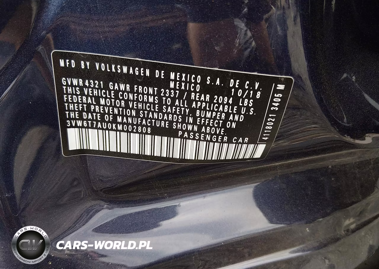 2019 Volkswagen Golf Gti 2.0T Autobahn-2.0T Rabbit Edition-2.0T S-2.0T Se VIN:3VW6T7AU0KM002808 - 9