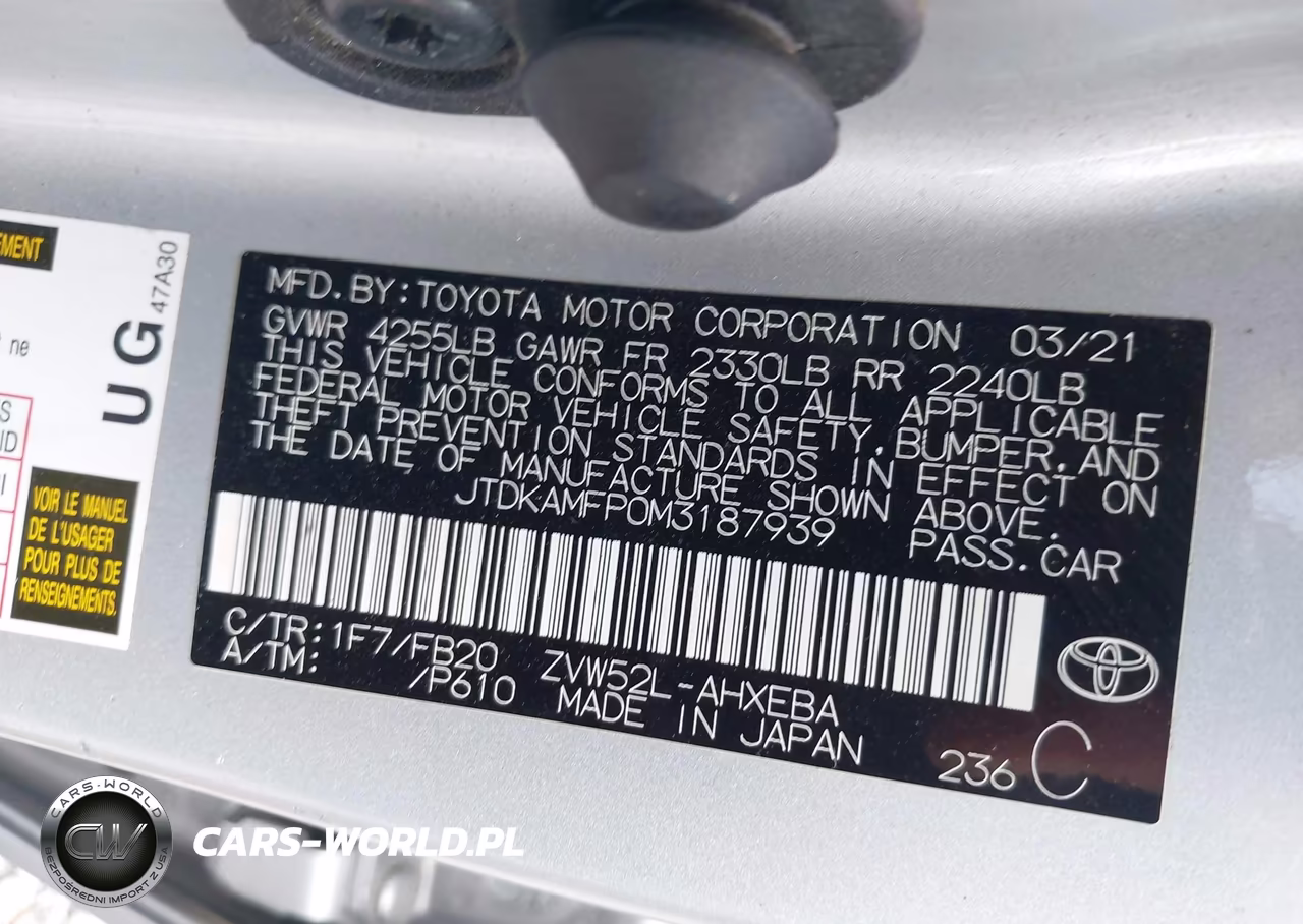 2021 Toyota Prius Prime Le VIN:JTDKAMFP0M3187939 - 9
