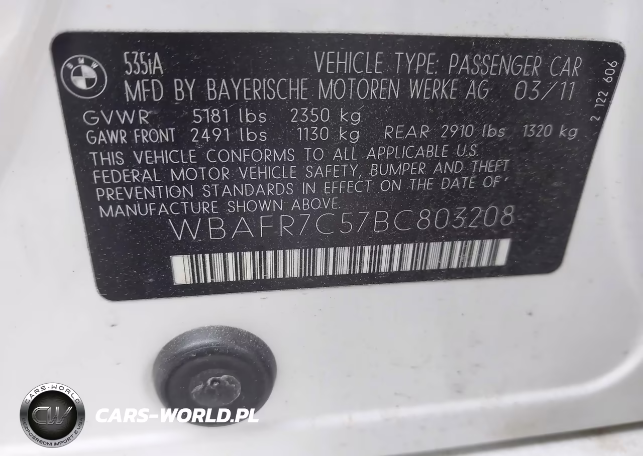 2011 BMW 535I VIN:WBAFR7C57BC803208 - 9