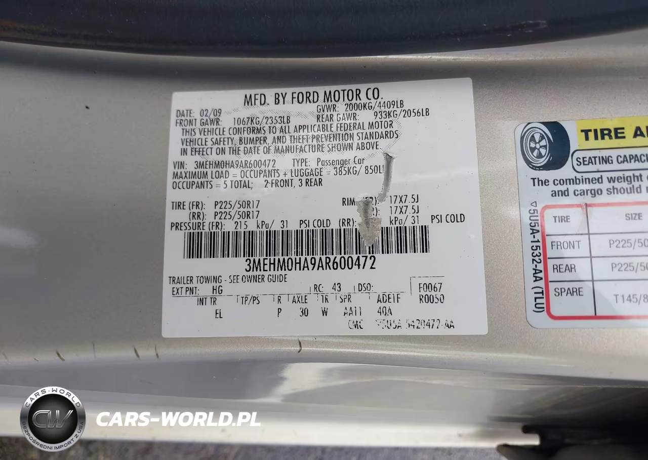 2010 Mercury Milan VIN:3MEHM0HA9AR600472 - 9