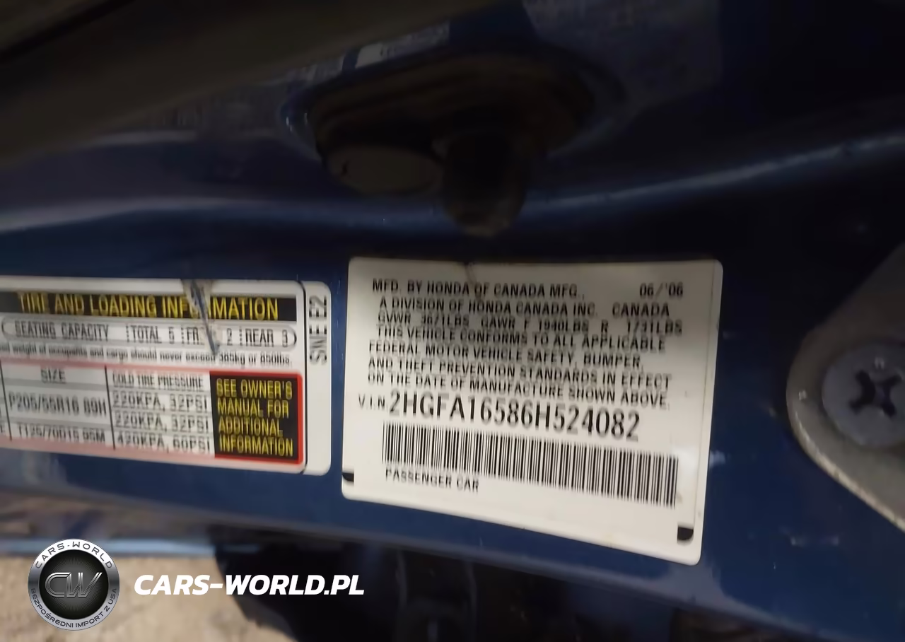 2006 Honda Civic Lx VIN:2HGFA16586H524082 - 9