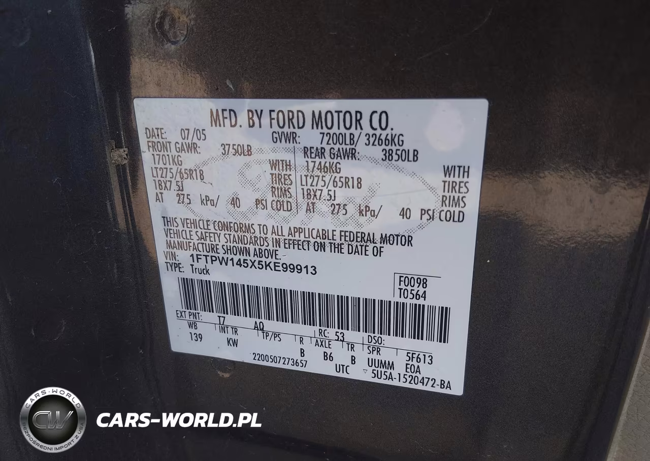 2005 Ford F-150 Fx4-Lariat-Xlt VIN:1FTPW145X5KE99913 - 9