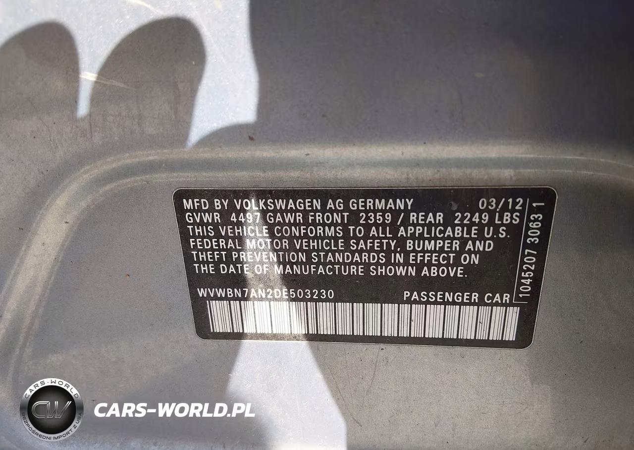 2013 Volkswagen Cc 2.0T Sport VIN:WVWBN7AN2DE503230 - 9