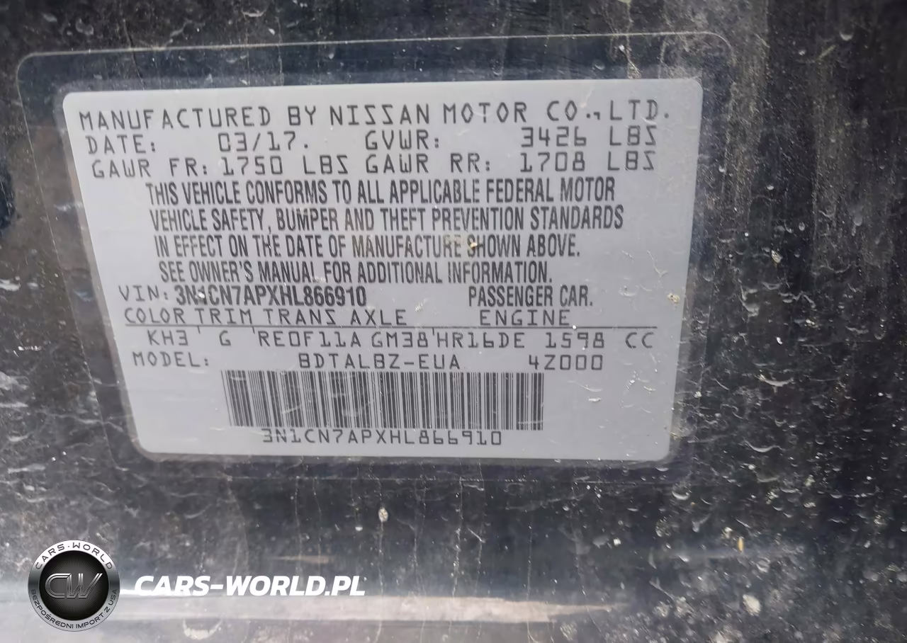 2017 Nissan Versa 1.6 Sv VIN:3N1CN7APXHL866910 - 9