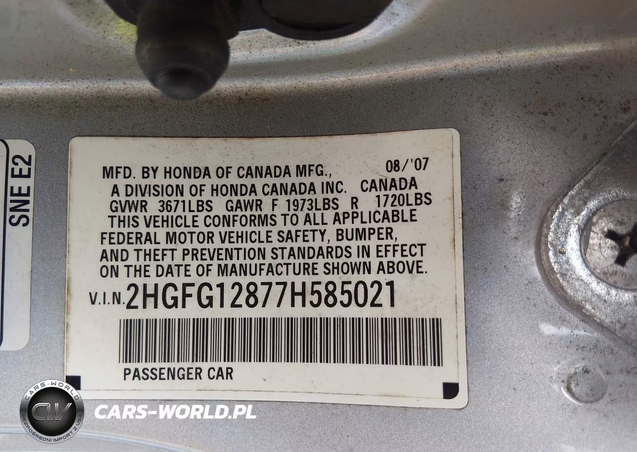 2007 Honda Civic Ex VIN:2HGFG12877H585021 - 9
